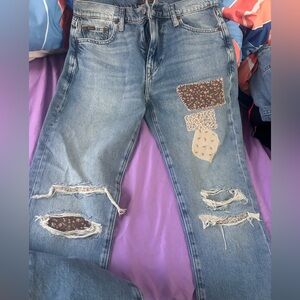 Ralph Lauren Blue Distressed Patchwork Boyfriend Jeans